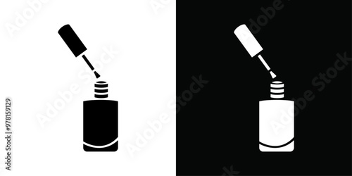 nails polish icon Vector flat thin line illustration