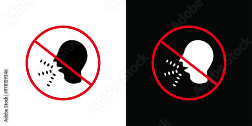 No Cough icon Vector flat thin line illustration