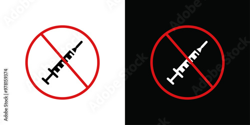 No vaccine icon Vector flat thin line illustration