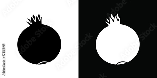 pomegranate icon Vector flat thin line illustration