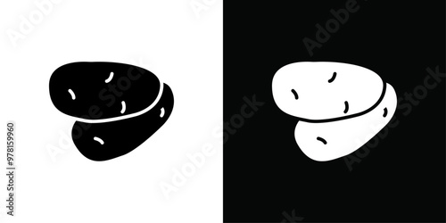 Potato icon Vector flat thin line illustration