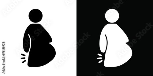 Pregnant woman backache icon Vector flat thin line illustration