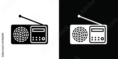 radio icon Vector flat thin line illustration