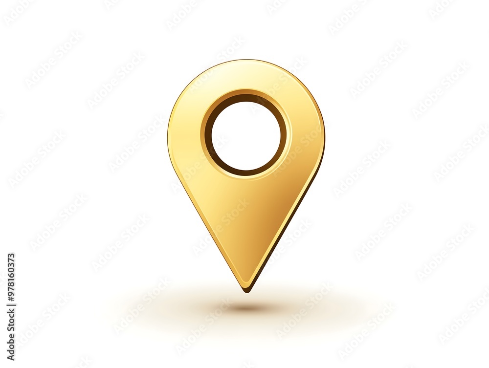 Gold location pin symbol isolated on white background