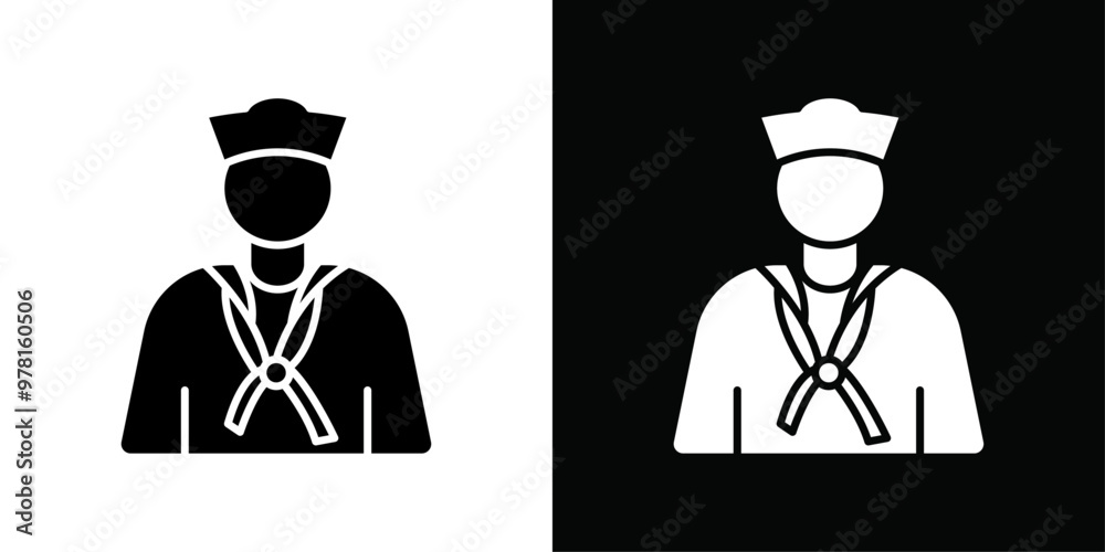 Sailor icon Vector flat thin line illustration Sailor icon Vector flat thin line illustration