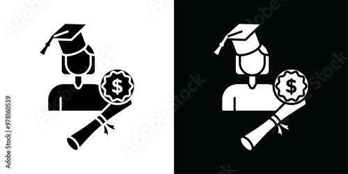 Scholarship icon Vector flat thin line illustration