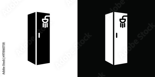 Shower cabin bathroom icon Vector flat thin line illustration