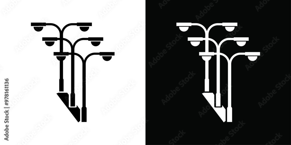 Street lighting icon Vector flat thin line illustration