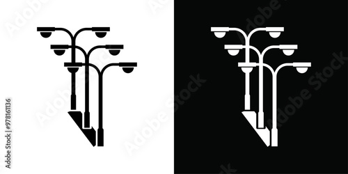 Street lighting icon Vector flat thin line illustration