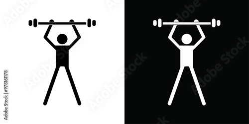 strength training icon Vector flat thin line illustration