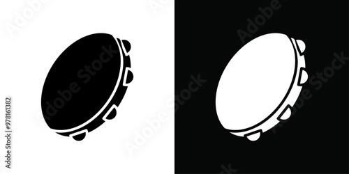 Tambourine icon Vector flat thin line illustration