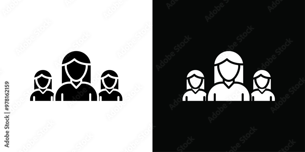 women team icon Vector flat thin line illustration women team icon Vector flat thin line illustration
