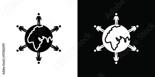 World population icon Vector flat thin line illustration