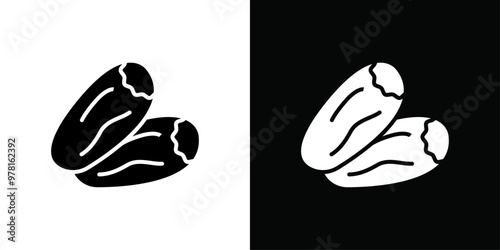 Arab date fruit icon Vector flat thin line illustration