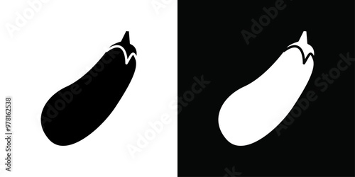 aubergine icon Vector flat thin line illustration