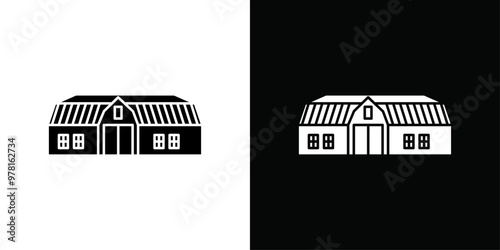 barn farm icon Vector flat thin line illustration