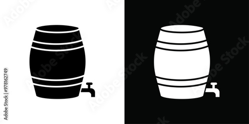 Barrel of beer icon Vector flat thin line illustration