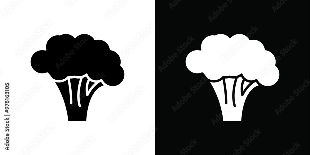 Broccoli icon Vector flat thin line illustration Broccoli icon Vector flat thin line illustration