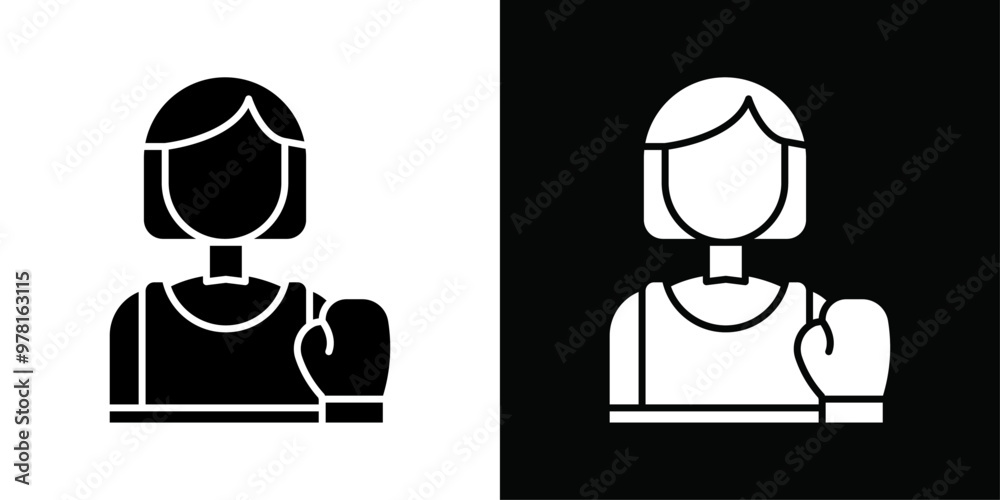 Boxer Woman Icon Vector flat thin line illustration Boxer Woman Icon Vector flat thin line illustration