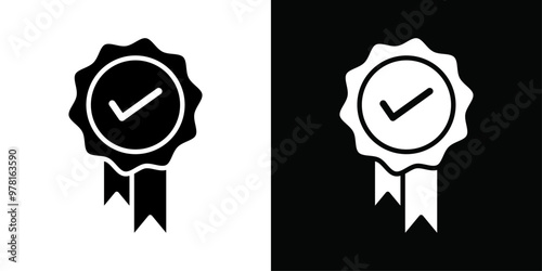certificate icon Vector flat thin line illustration