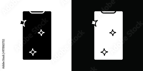 clean phone glass icon Vector flat thin line illustration