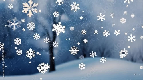 blue christmas background with snowflakes