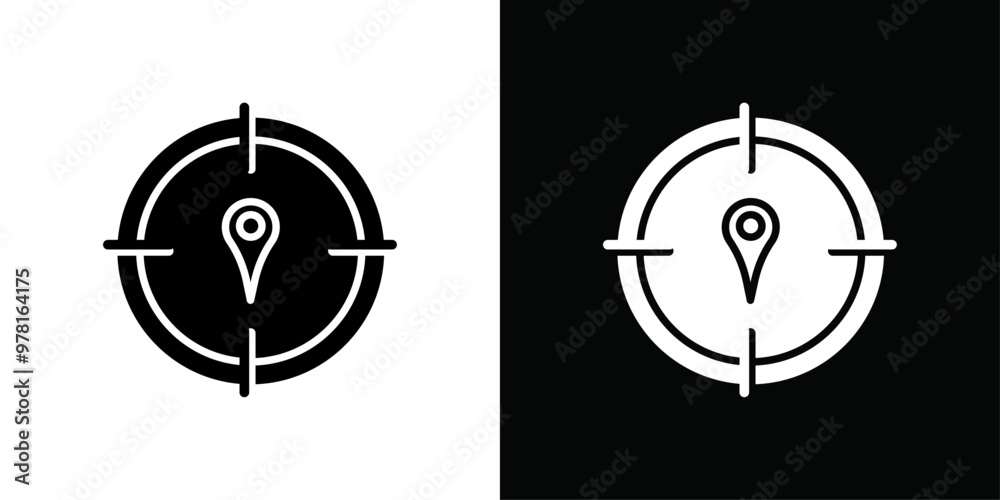 Crosshair location pin icon Vector flat thin line illustration Crosshair location pin icon Vector flat thin line illustration