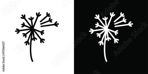 dandelion icon Vector flat thin line illustration