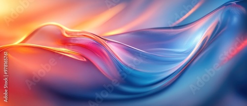 Abstract Swirling Liquid in Blue, Pink, and Orange Hues photo