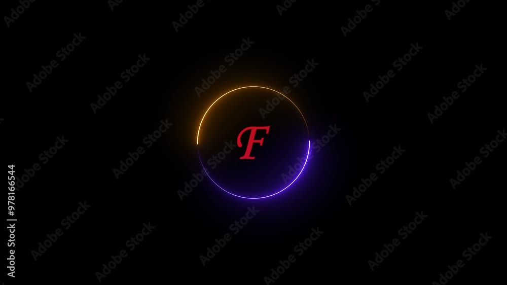 Glowing letter F sign icon animation. Alphabetical logo animation, Capital letter on black background. Glowing letter F sign icon animation. Alphabetical logo animation, Capital letter on black background.