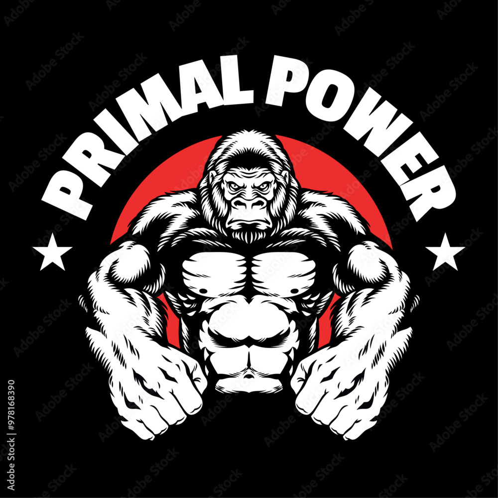 Fototapeta premium Gorilla Illustration Shirt Design Vintage