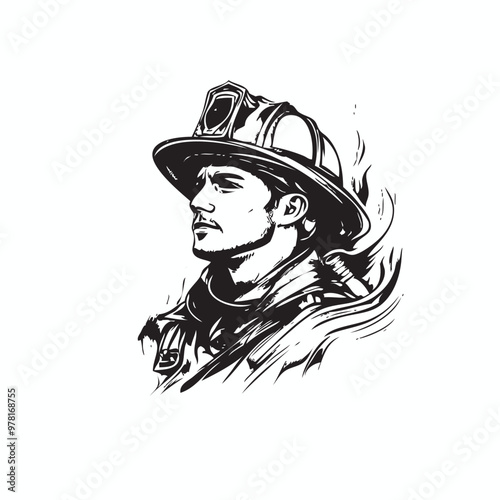 fire fighter vector, safety first fie fighter vector