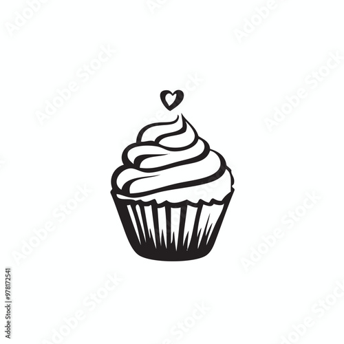 cup cakes vector, simple cup cakes vector logo