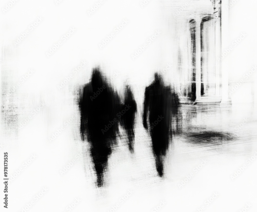 Fototapeta premium Abstract depiction of disappearance with fading elements dissolving shapes or gradual blurring of objects Soft transitions from solid forms to empty spaces using transparent layers or fading gradients