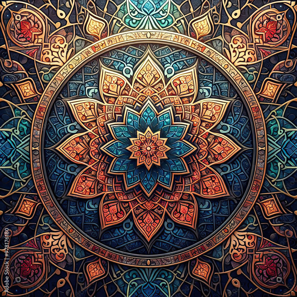 Islamic Luxury background with full color gradient mandala ornament Islamic Luxury background with full color gradient mandala ornament