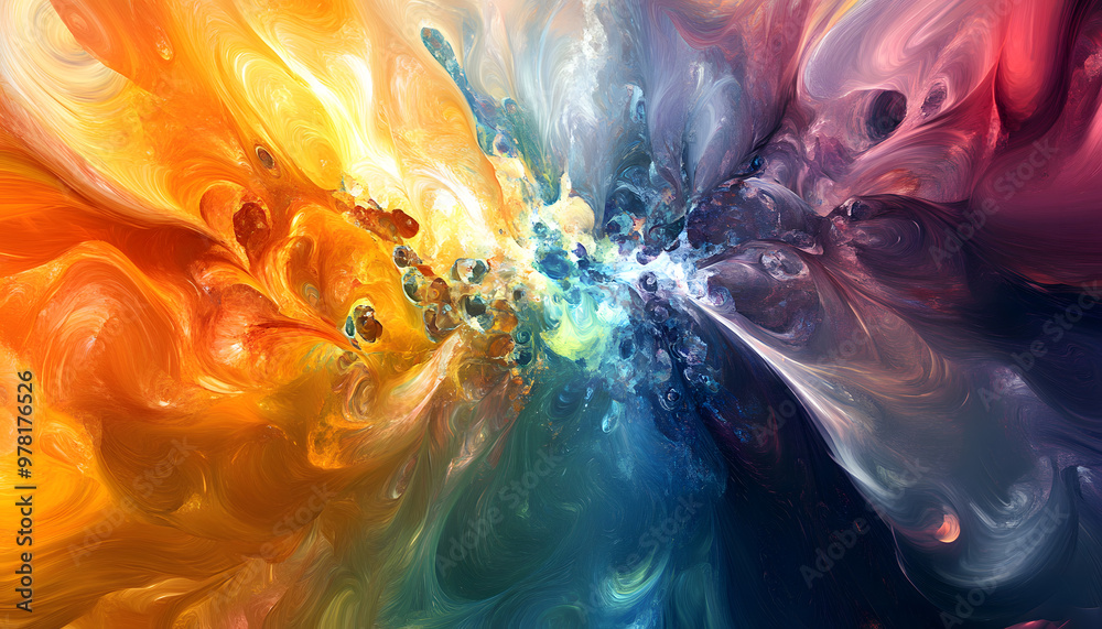 Naklejka premium Abstract Art: A splash of bold and pastel colors in abstract forms, creating a visually dynamic and artistic aesthetic