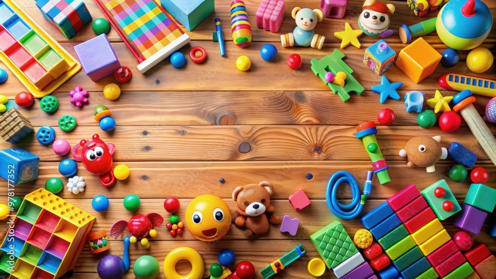 Colorful toys collection scattered on a desk, toys, colorful, collection, desk, play, plastic, vibrant, bright, childhood Colorful toys collection scattered on a desk, toys, colorful, collection, desk, play, plastic, vibrant, bright, childhood