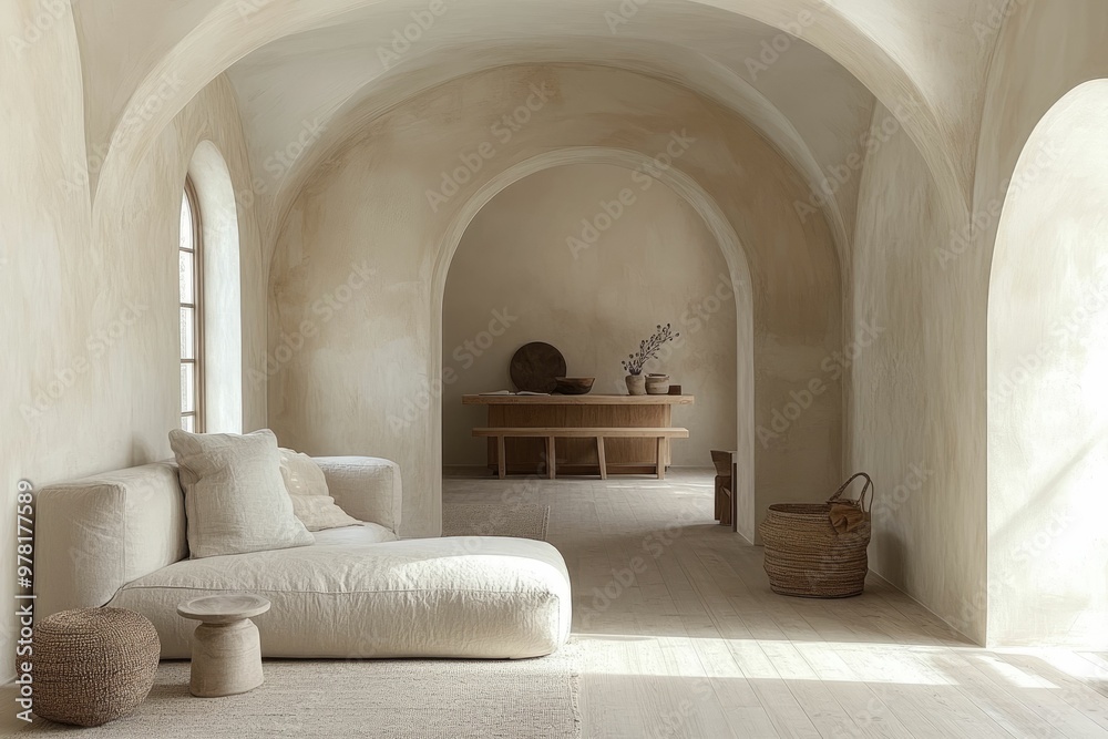 Minimalist interior with soft textures and natural light. Minimalist interior with soft textures and natural light.