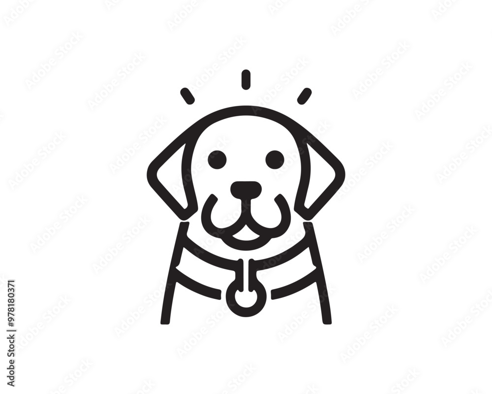 Minimalist outline dog logo design icon symbol vector illustration. Minimalist outline dog logo design icon symbol vector illustration.