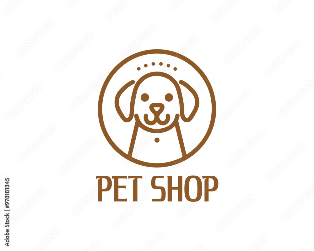 Dog logo design for pet shop with line art style vector illustration Dog logo design for pet shop with line art style vector illustration