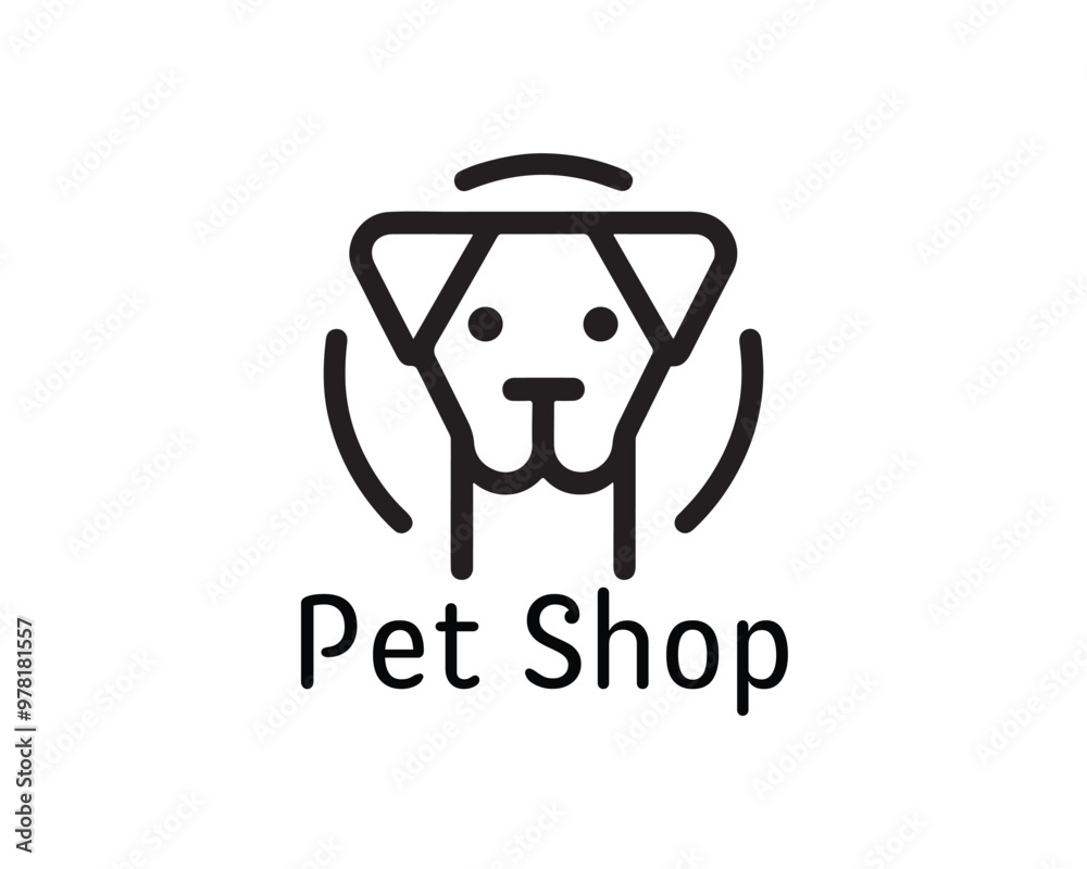 Dog logo design for pet shop with line art style vector illustration Dog logo design for pet shop with line art style vector illustration