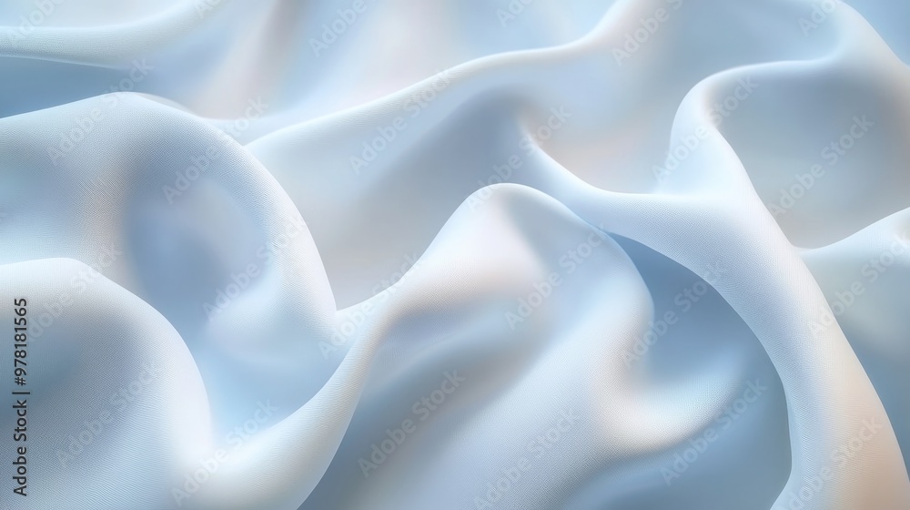 Obraz premium 3D Fabric Folds With White Satin Cloth Draping Luxurious And Elegant Material With Cinematic Shadows