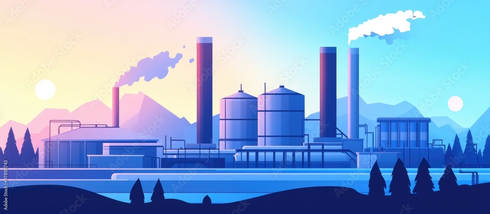 Obraz premium Environmental Pollution And Air Quality Concerns At An Alkaline Facility