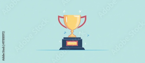 Success In Business Winning Trophy Concept With Gold Trophy