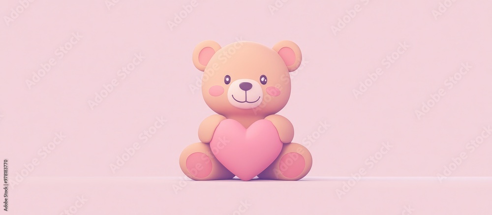 Kawaii Teddy Bear Sitting Smiling Hugging A Heart For Valentine S Day Holiday Cartoon 3D Mauve Pink Background Children S Graphic Design Decorative Gifts Child Art Luxury Minimalism Kawaii Teddy Bear Sitting Smiling Hugging A Heart For Valentine S Day Holiday Cartoon 3D Mauve Pink Background Children S Graphic Design Decorative Gifts Child Art Luxury Minimalism
