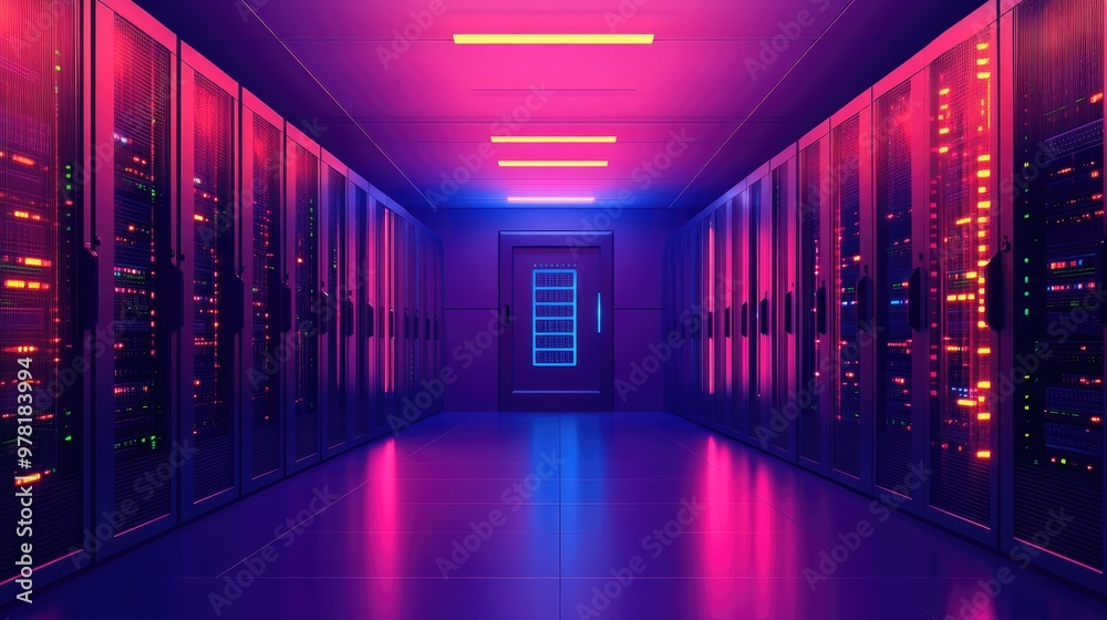 Data Center Server Room With Central Processors And Digital Storage Technology For Telecommunications And Big Data Ai Generative Data Center Server Room With Central Processors And Digital Storage Technology For Telecommunications And Big Data Ai Generative