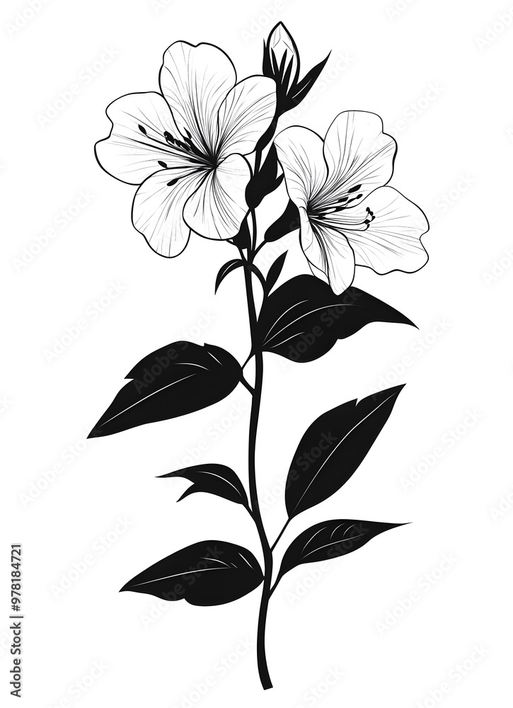 Azalea illustration icon for logo, black silhouette of flower, isolated on white background Azalea illustration icon for logo, black silhouette of flower, isolated on white background
