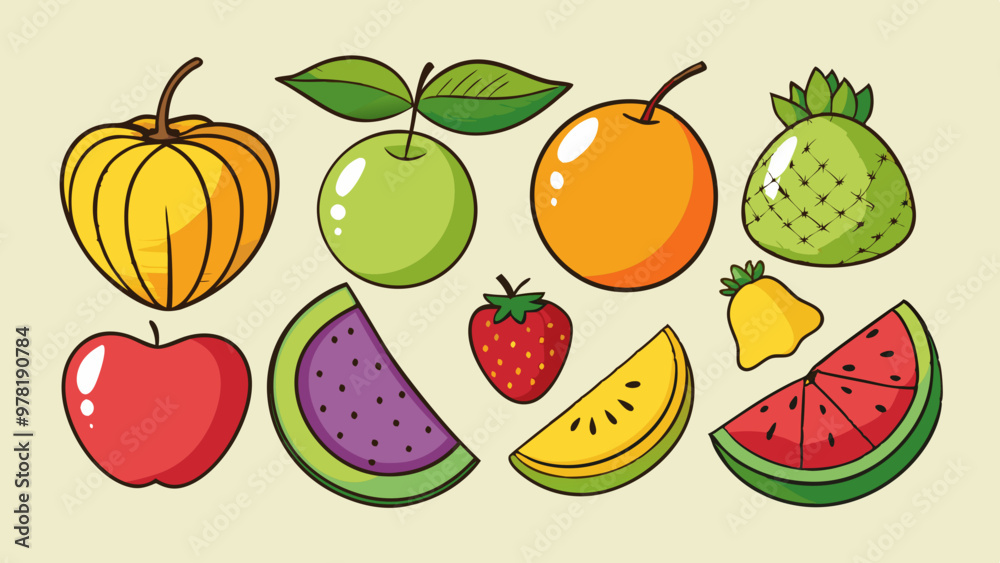 set of hand drawn fruits set of hand drawn fruits