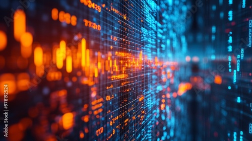 Wallpaper Mural Abstract glowing data and charts representing technology Torontodigital.ca