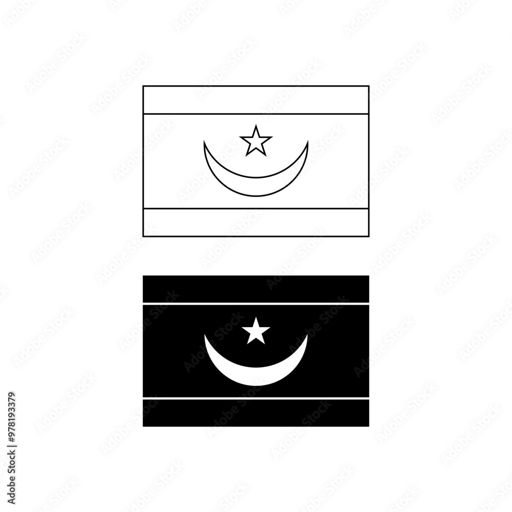 Flag of Mauritania flag icon set isolated on white background Flag of Mauritania flag icon set isolated on white background